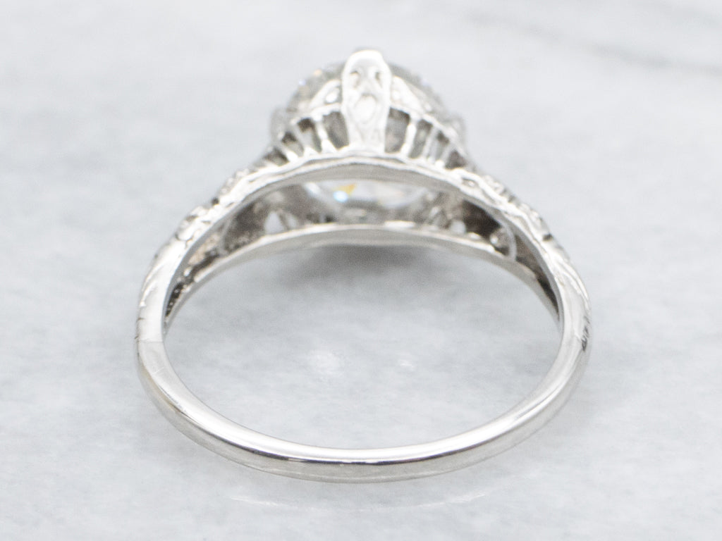 Antique GIA Certified Diamond Platinum Solitaire Engagement Ring