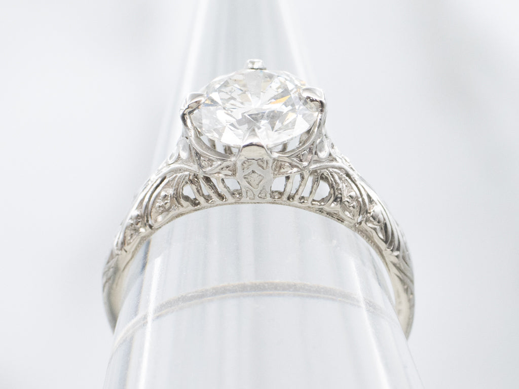 Antique GIA Certified Diamond Platinum Solitaire Engagement Ring
