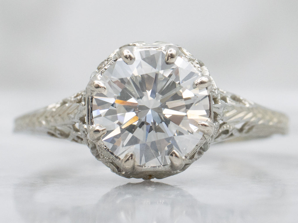 GIA Certified Diamond Antique Filigree Engagement Ring