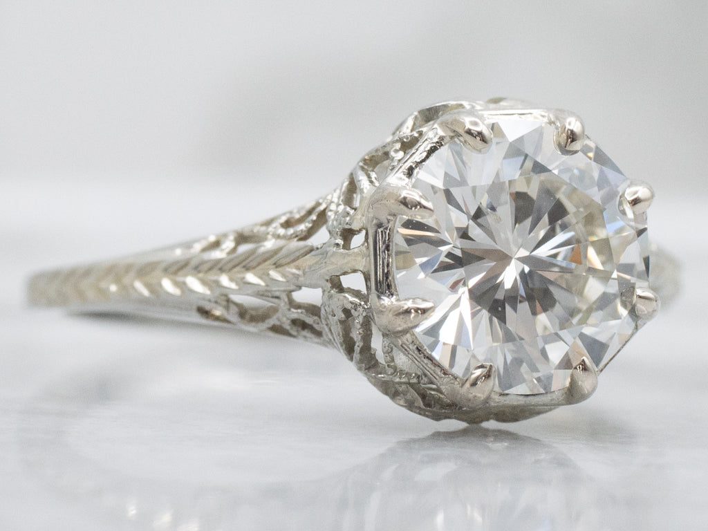 GIA Certified Diamond Antique Filigree Engagement Ring