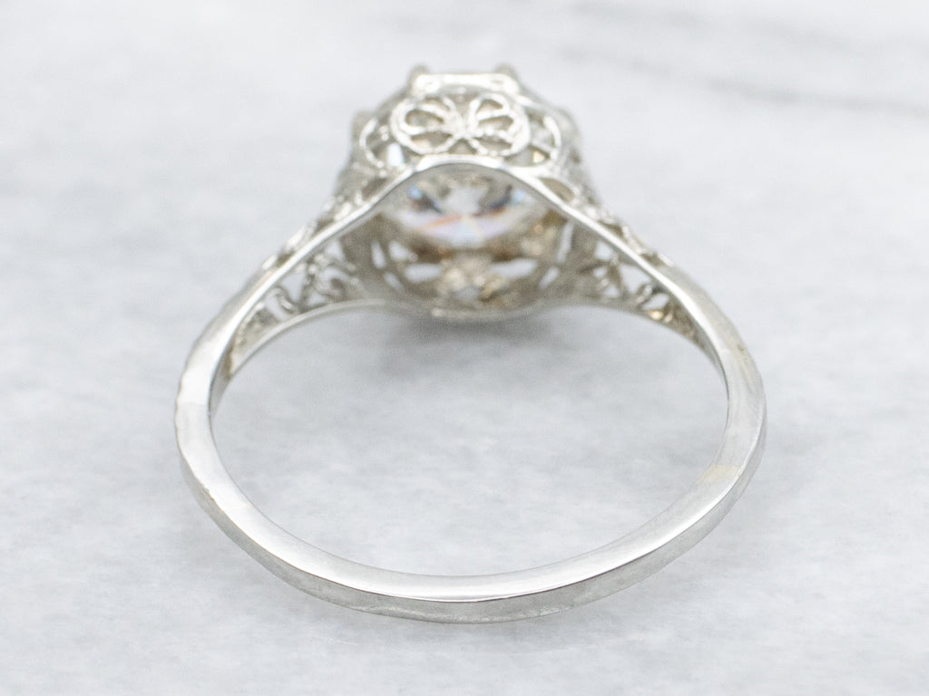 GIA Certified Diamond Antique Filigree Engagement Ring