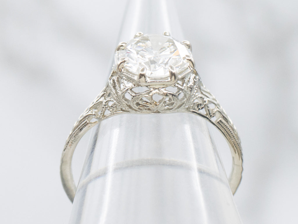 GIA Certified Diamond Antique Filigree Engagement Ring