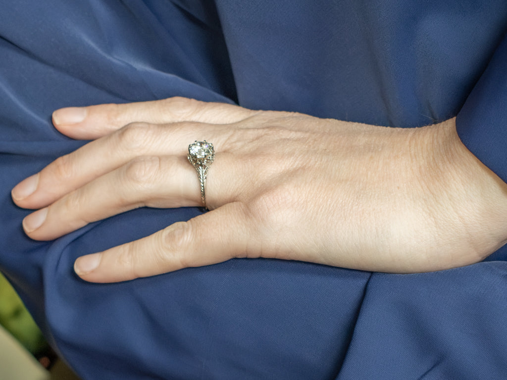 GIA Certified Diamond Antique Filigree Engagement Ring