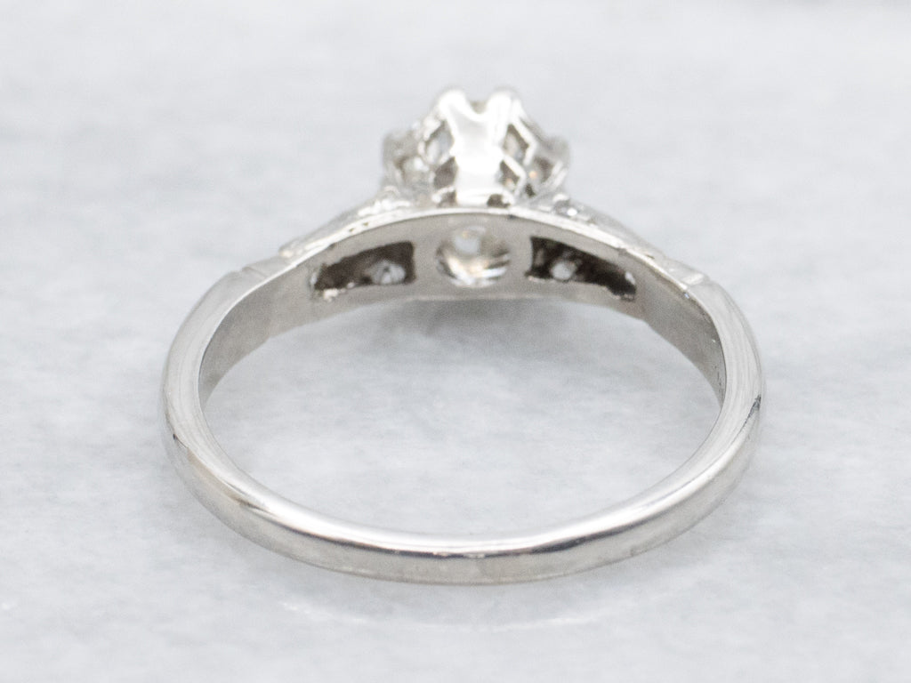 Edwardian Old Mine Cut Diamond Platinum Engagement Ring