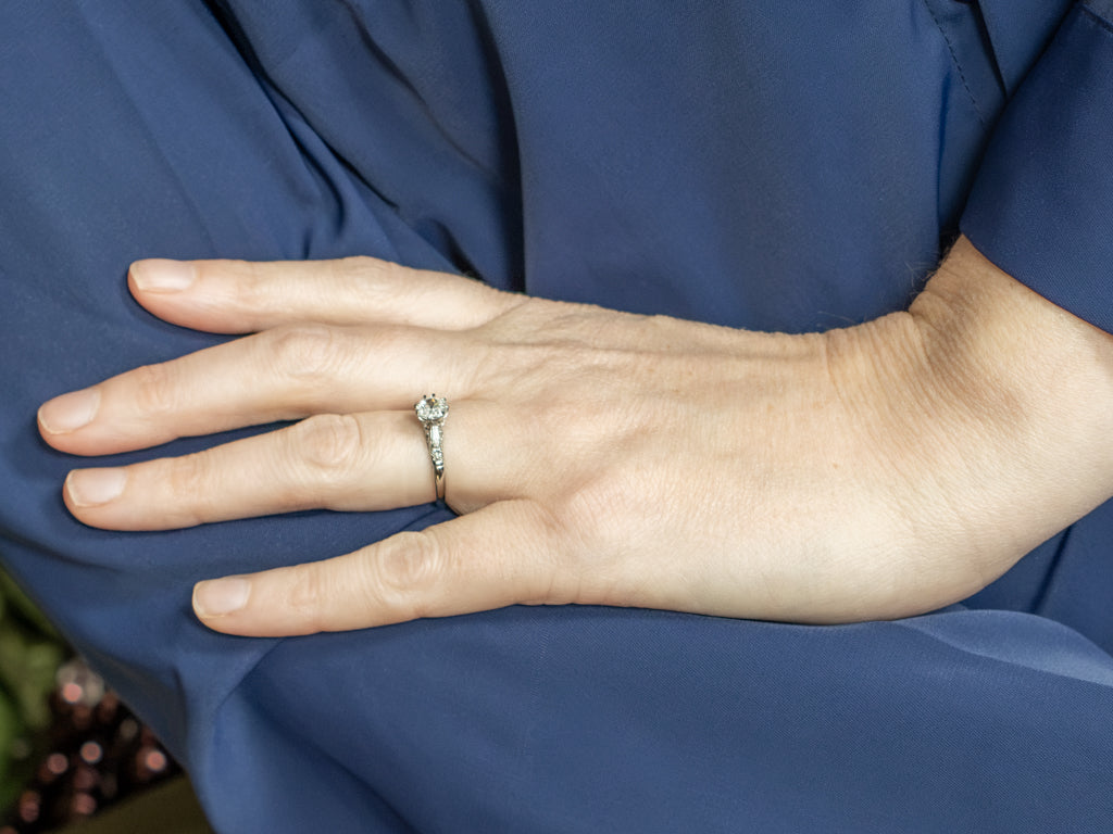Edwardian Old Mine Cut Diamond Platinum Engagement Ring