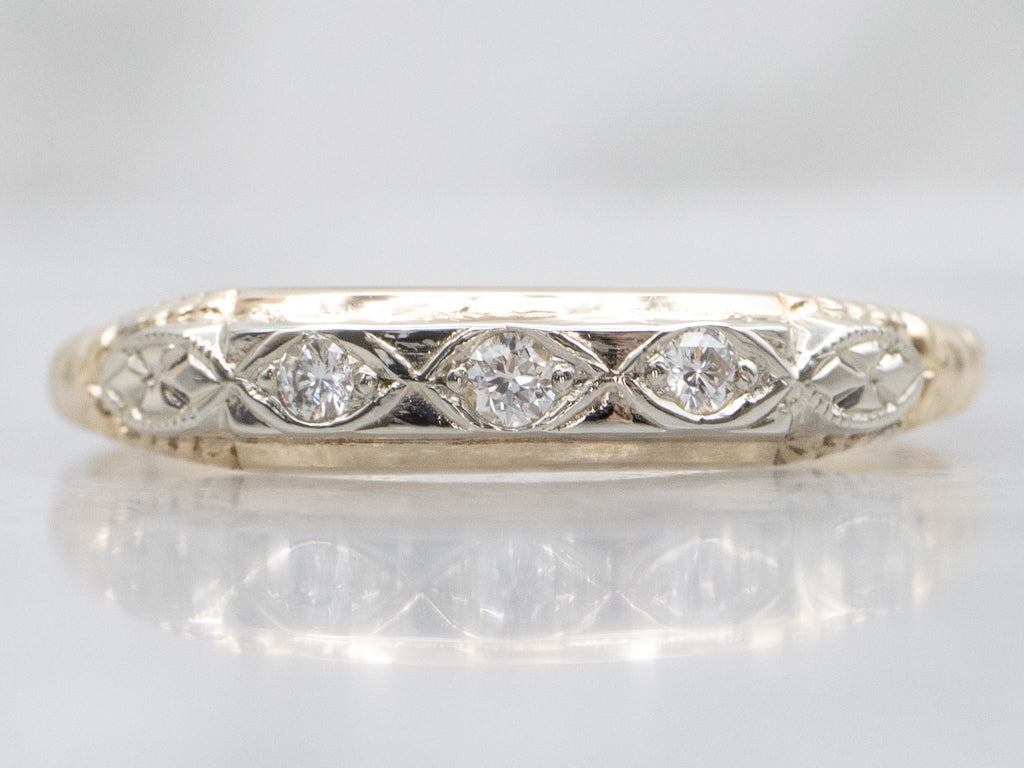 Retro Triple Diamond Wedding Band