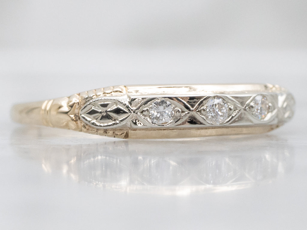 Retro Triple Diamond Wedding Band