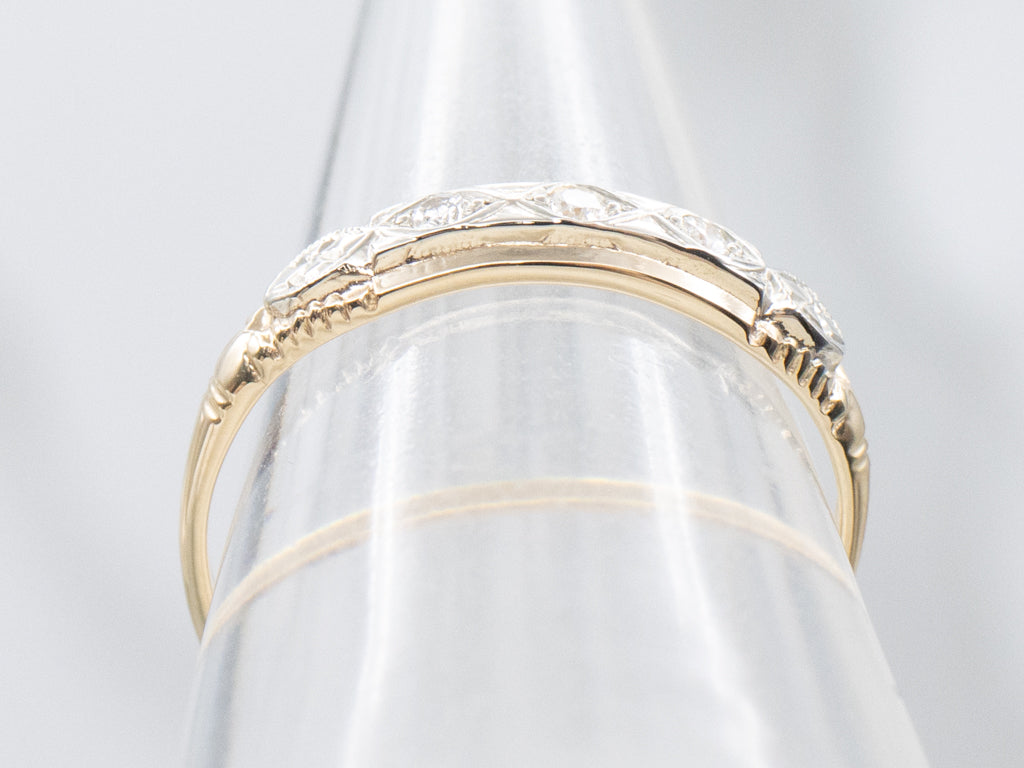 Retro Triple Diamond Wedding Band