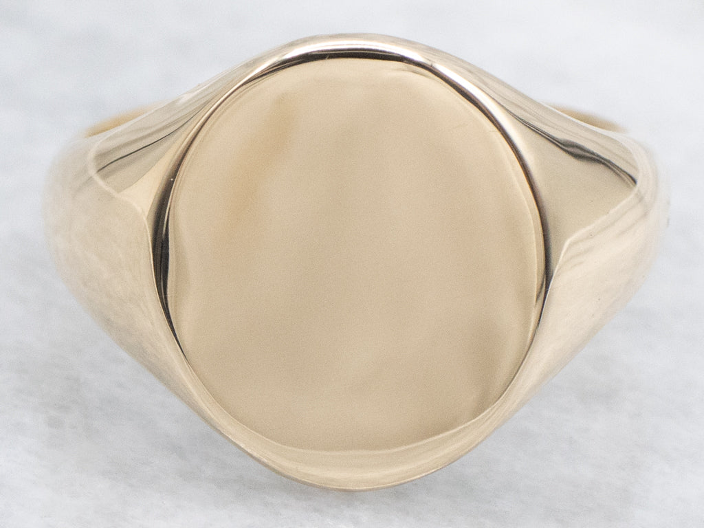 Plain Gold Oval-Top Signet Ring