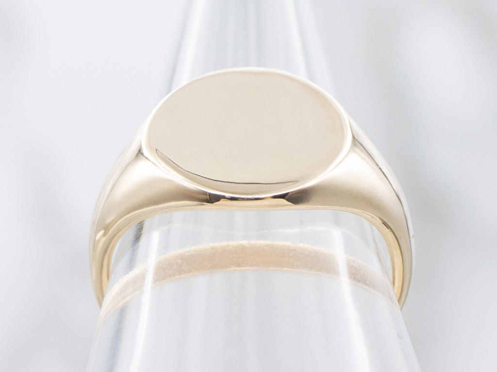 Plain Gold Oval-Top Signet Ring