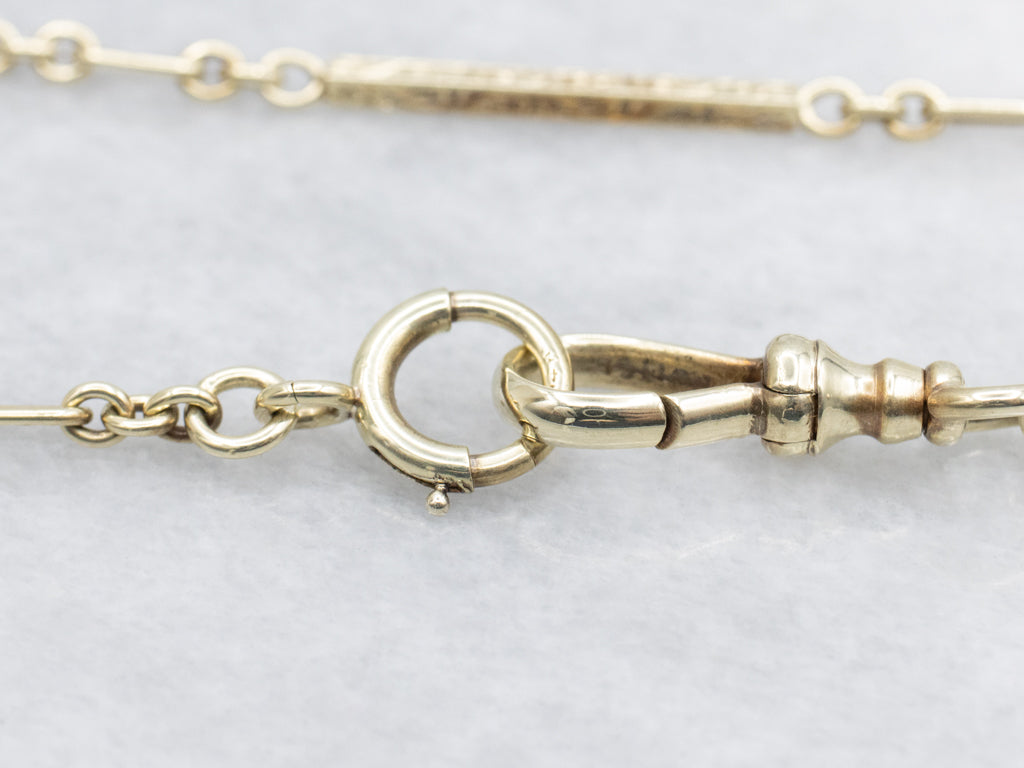 Antique Engraved Gold Bar-Link Pocket Watch Chain
