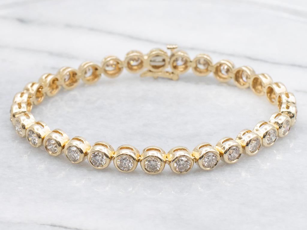 Yellow Gold Bezel-Set Diamond Tennis Bracelet