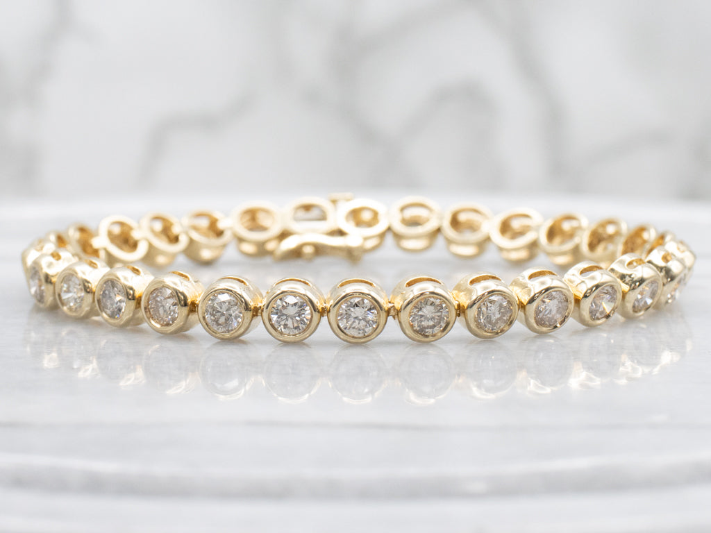 Yellow Gold Bezel-Set Diamond Tennis Bracelet