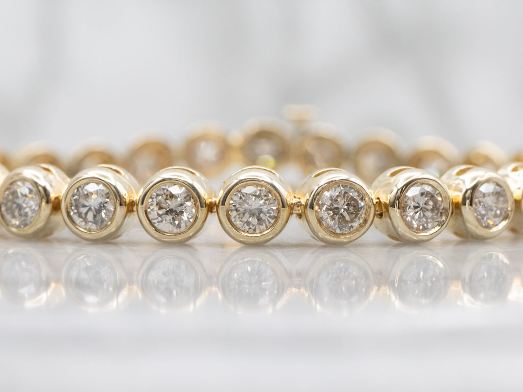 Yellow Gold Bezel-Set Diamond Tennis Bracelet