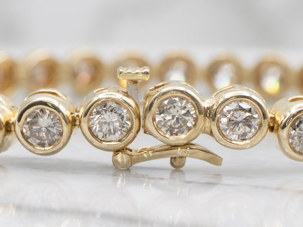 Yellow Gold Bezel-Set Diamond Tennis Bracelet