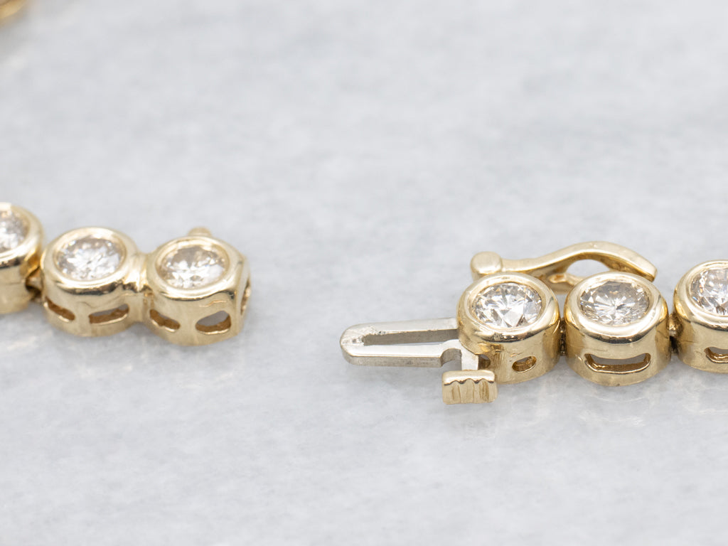Yellow Gold Bezel-Set Diamond Tennis Bracelet