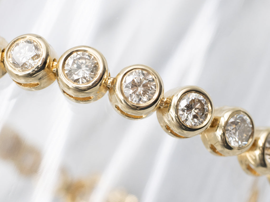 Yellow Gold Bezel-Set Diamond Tennis Bracelet