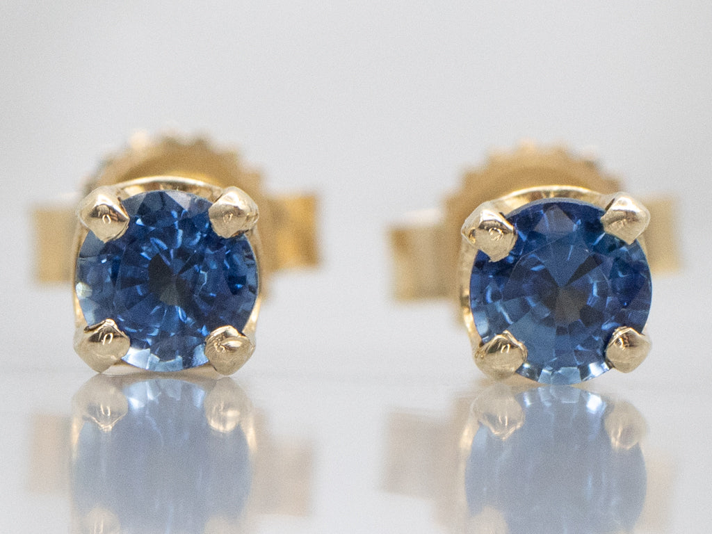 Yellow Gold Sapphire Stud Earrings