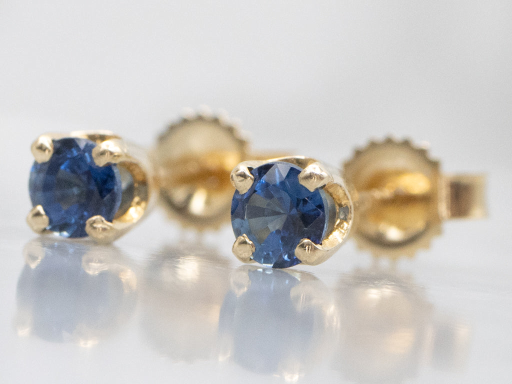 Yellow Gold Sapphire Stud Earrings