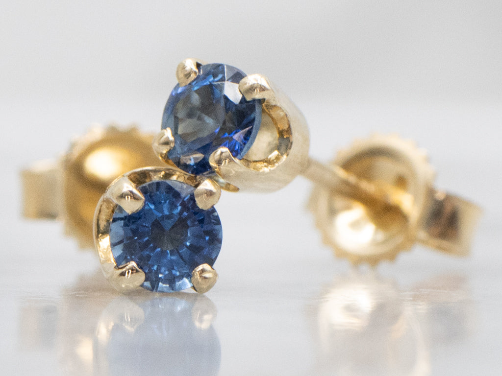 Yellow Gold Sapphire Stud Earrings