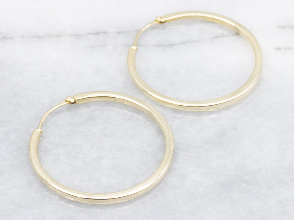 Squared Polished Gold Tube Hoop Earrings