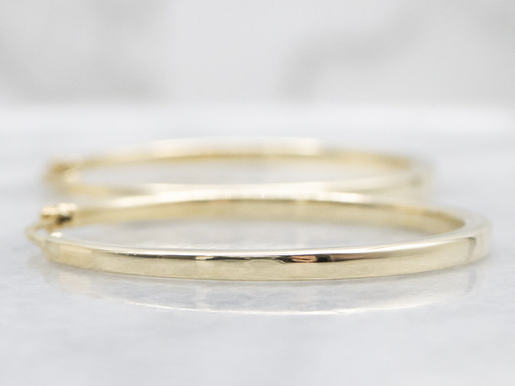 Squared Polished Gold Tube Hoop Earrings