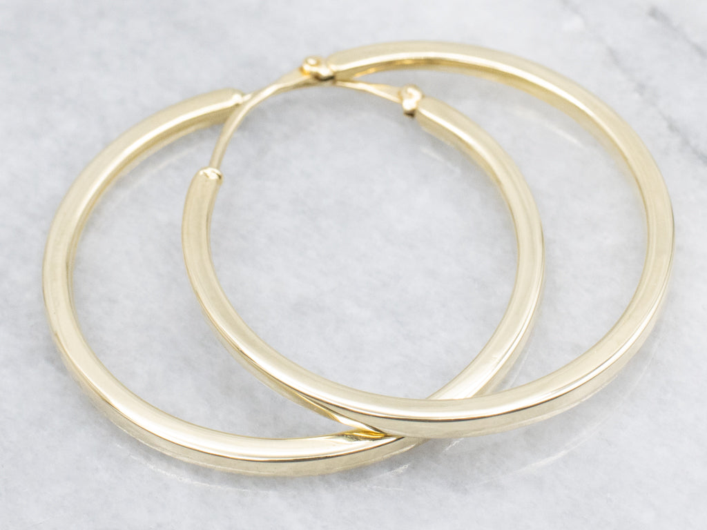 Squared Polished Gold Tube Hoop Earrings