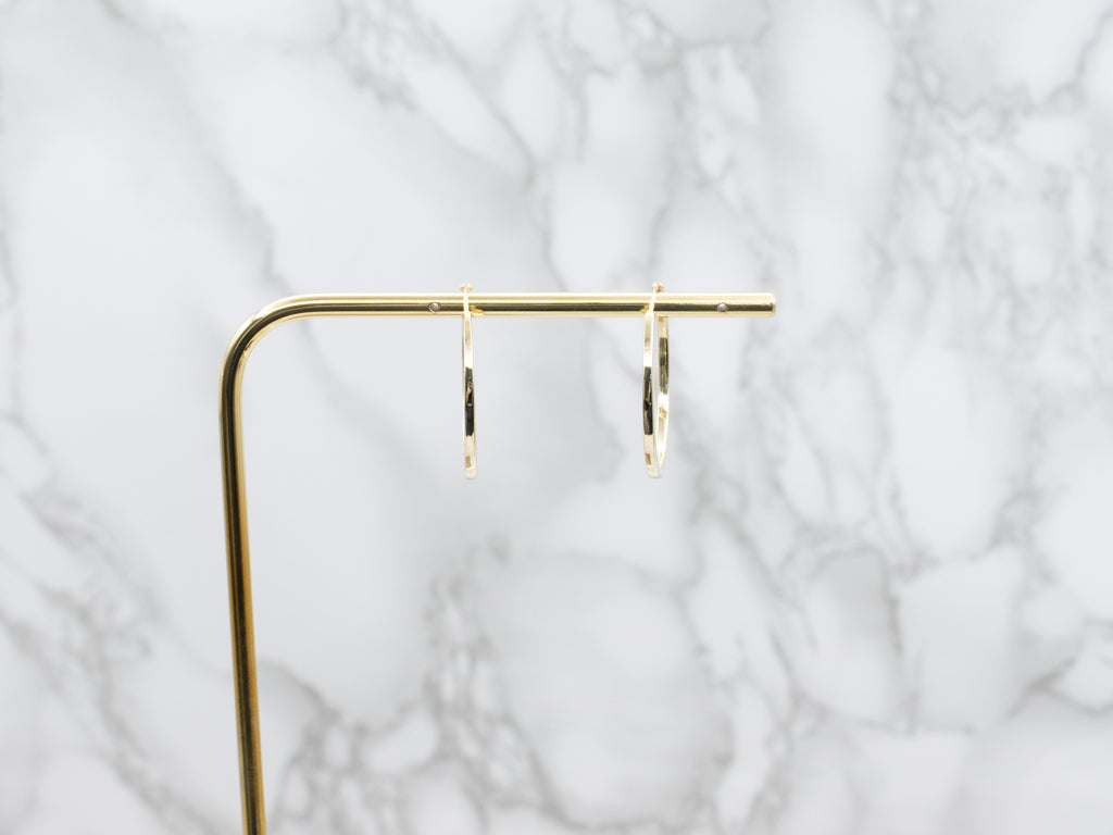 Squared Polished Gold Tube Hoop Earrings