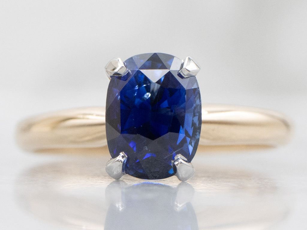 Cushion-Cut Sapphire Solitaire Engagement Ring