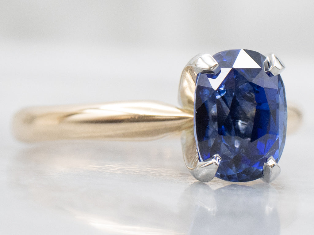 Cushion-Cut Sapphire Solitaire Engagement Ring