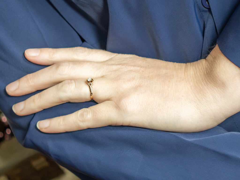 Victorian Old Mine Cut Diamond Buttercup-Set Engagement Ring