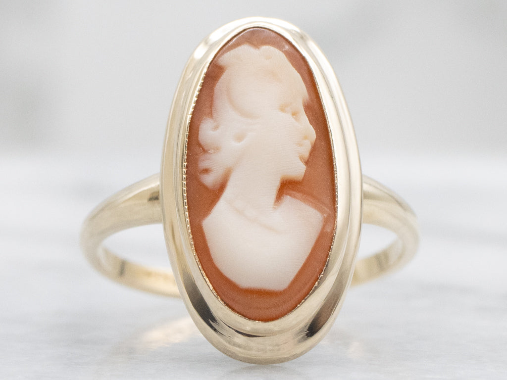 Mid-Century Yellow Gold Cameo Ring
