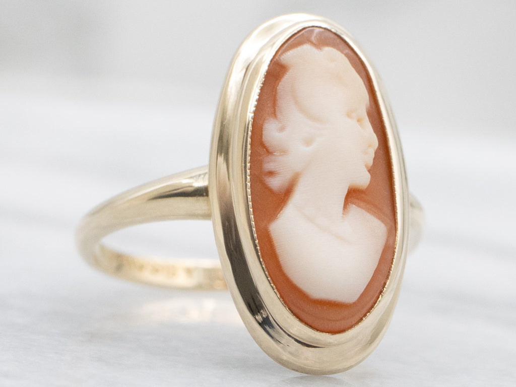 Mid-Century Yellow Gold Cameo Ring