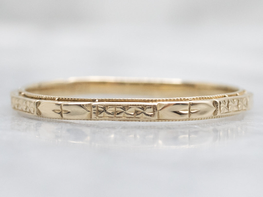 Vintage Gold Floral and Heart Patterned Band