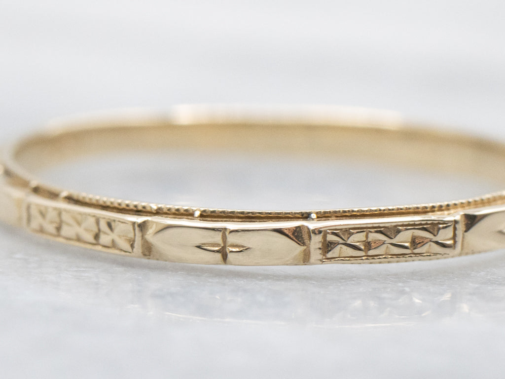 Vintage Gold Floral and Heart Patterned Band