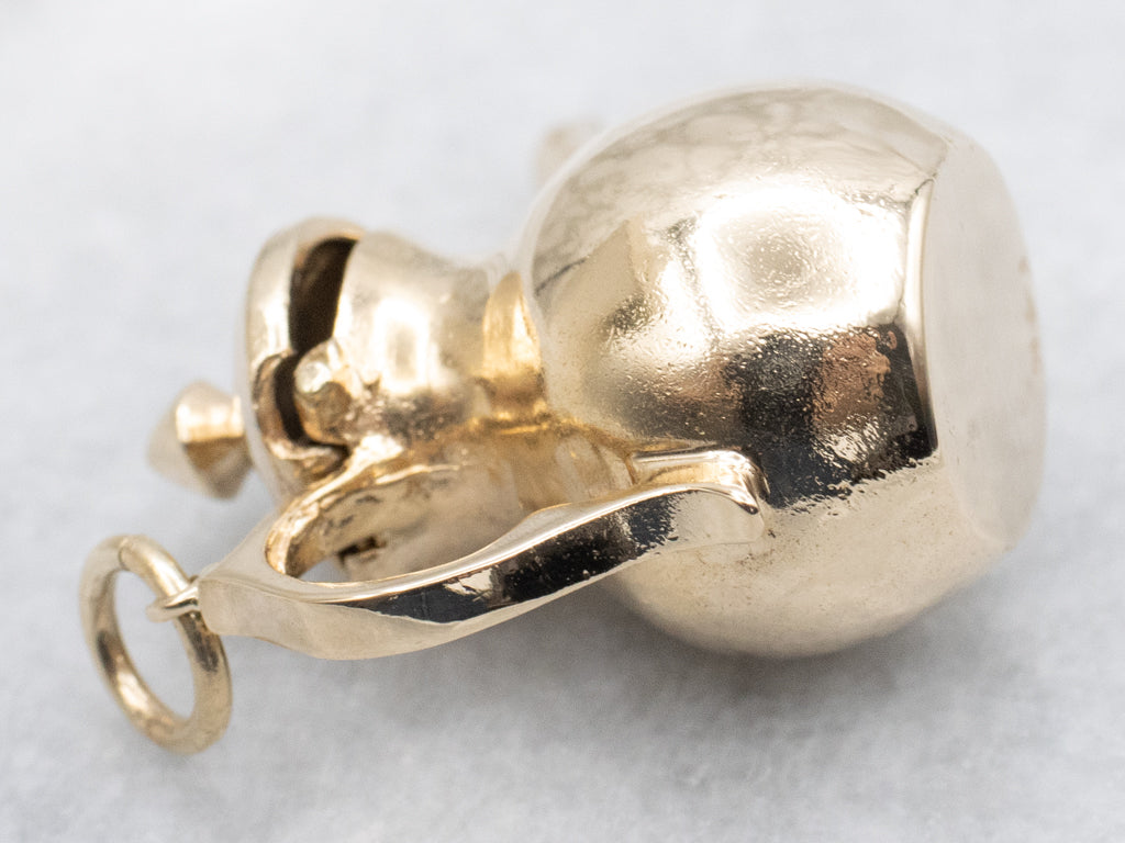 Vintage Gold Hinged Lid Teapot Charm Pendant