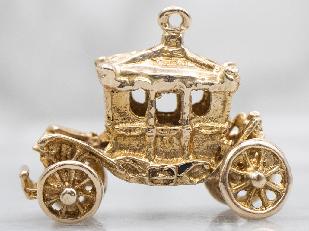Vintage Gold State Coach Carriage Charm