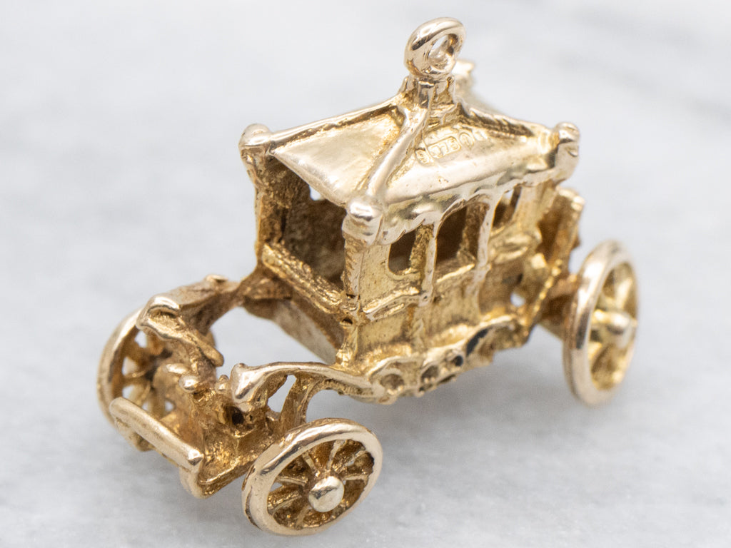 Vintage Gold State Coach Carriage Charm