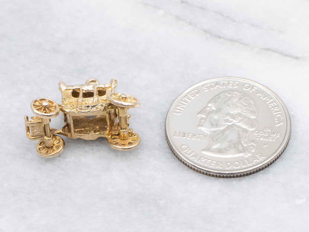 Vintage Gold State Coach Carriage Charm