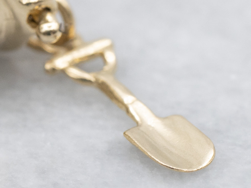 Sand Bucket and Shovel Yellow Gold Charm