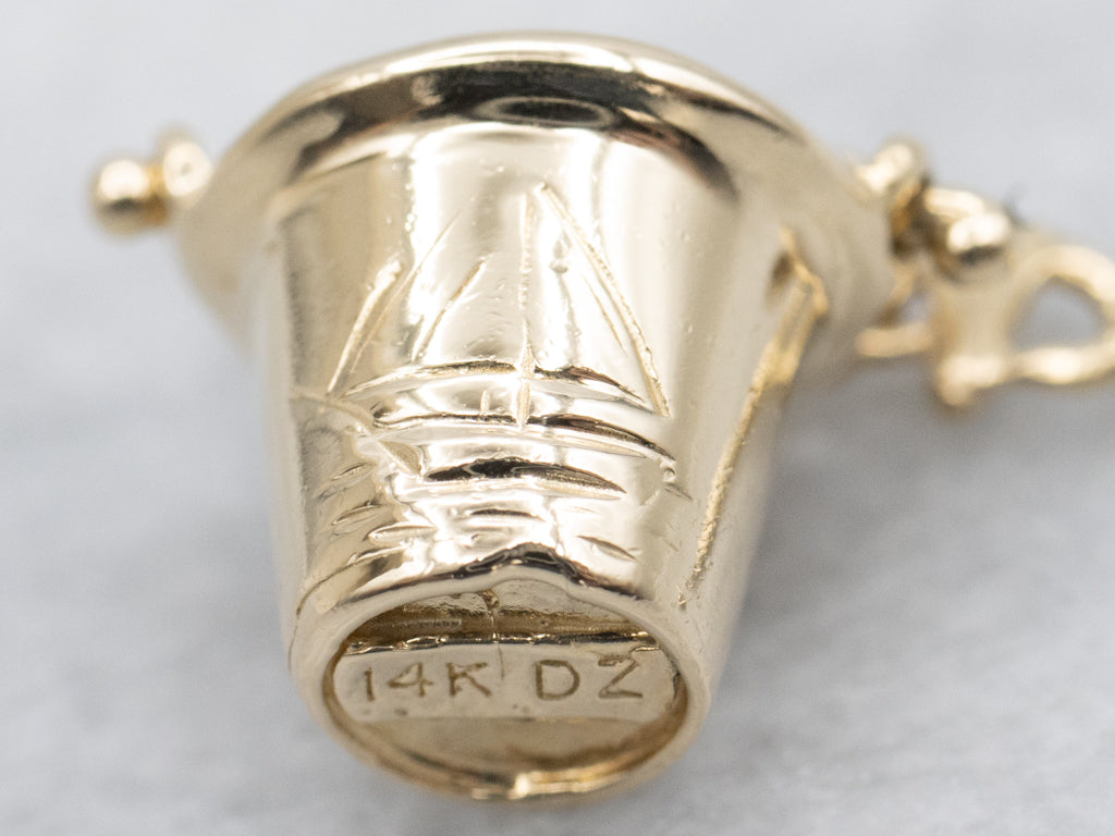 Sand Bucket and Shovel Yellow Gold Charm