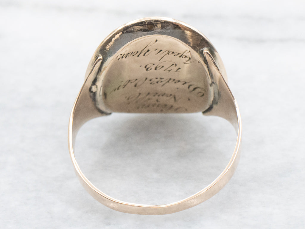 Georgian-Era Initial "N" Enamel and Hair Mourning Ring