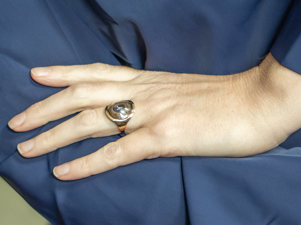 Georgian-Era Initial "N" Enamel and Hair Mourning Ring
