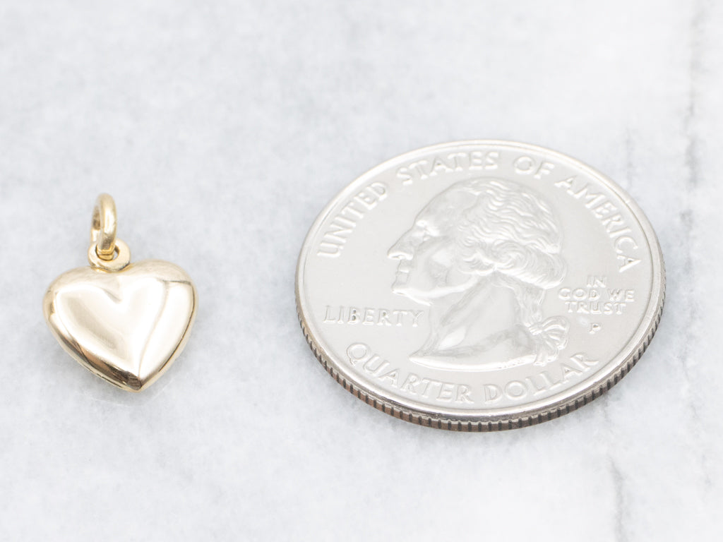 Polished Gold Puffy Heart Charm Pendant