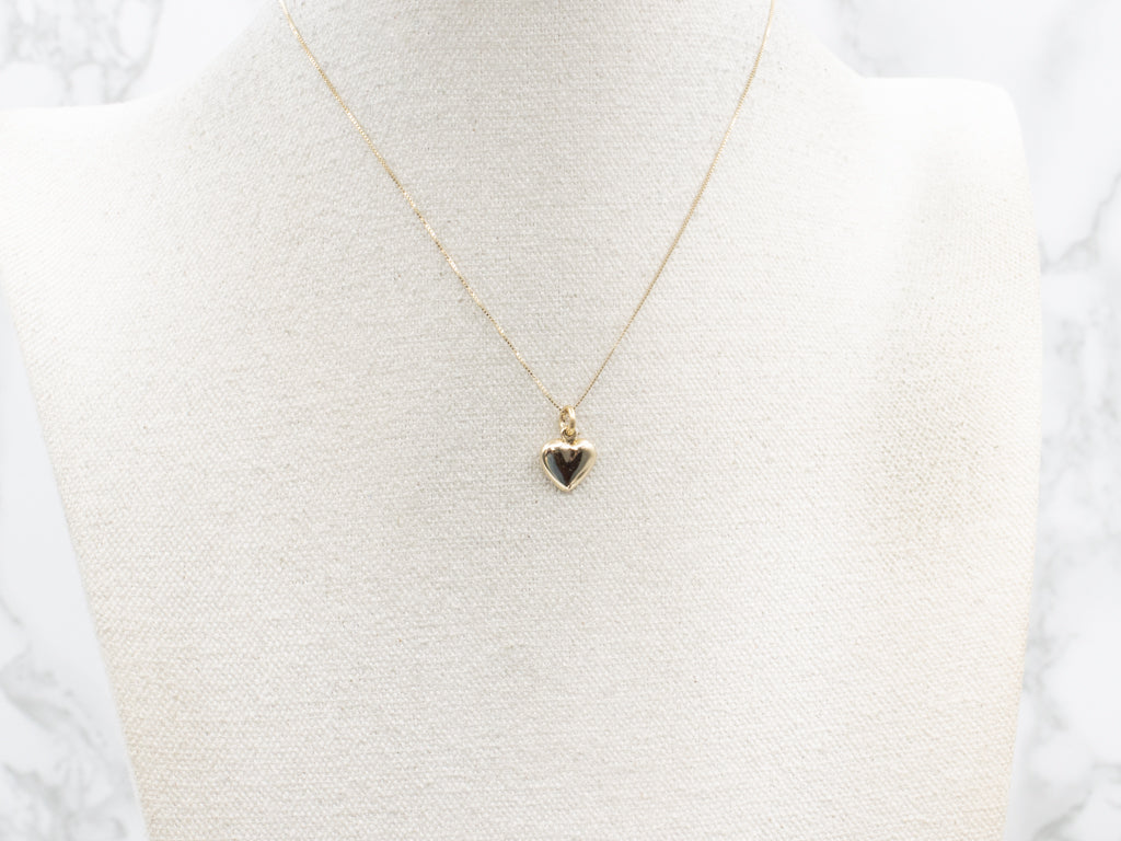Polished Gold Puffy Heart Charm Pendant