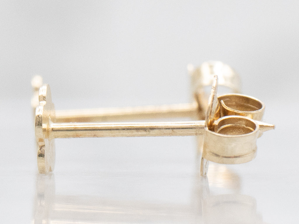 Mini Pink Enamel Gold Flower Stud Earrings