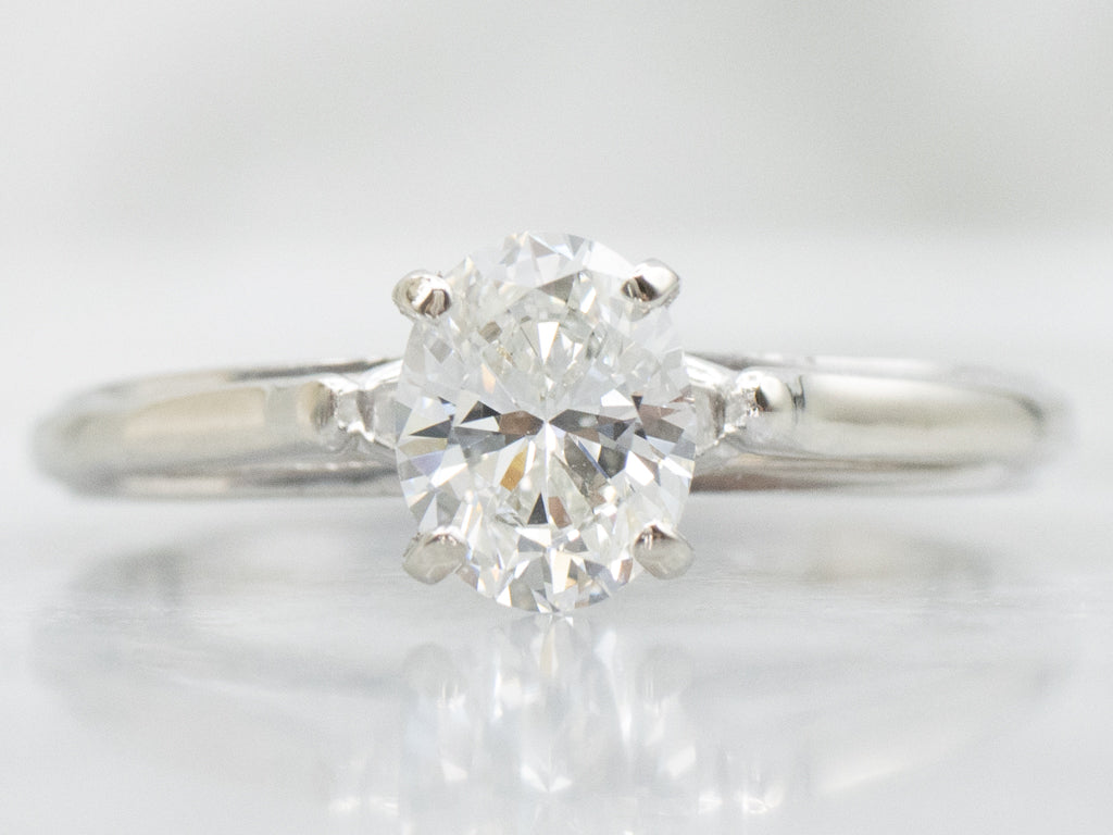 Oval Cut Diamond White Gold Solitaire Engagement Ring