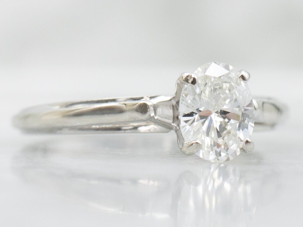 Oval Cut Diamond White Gold Solitaire Engagement Ring