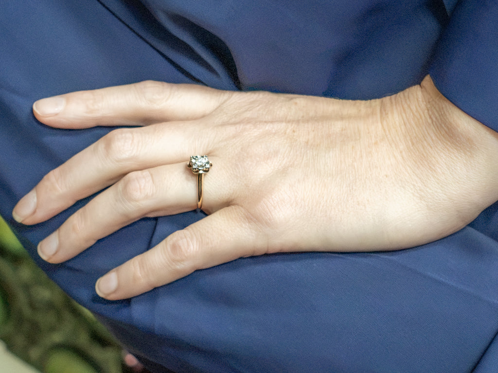 Vintage 1950s European Cut Diamond Buttercup-Set Engagement Ring