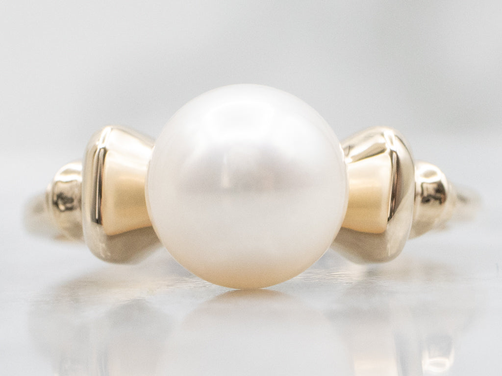 Vintage Yellow Gold Pearl Solitaire Ring